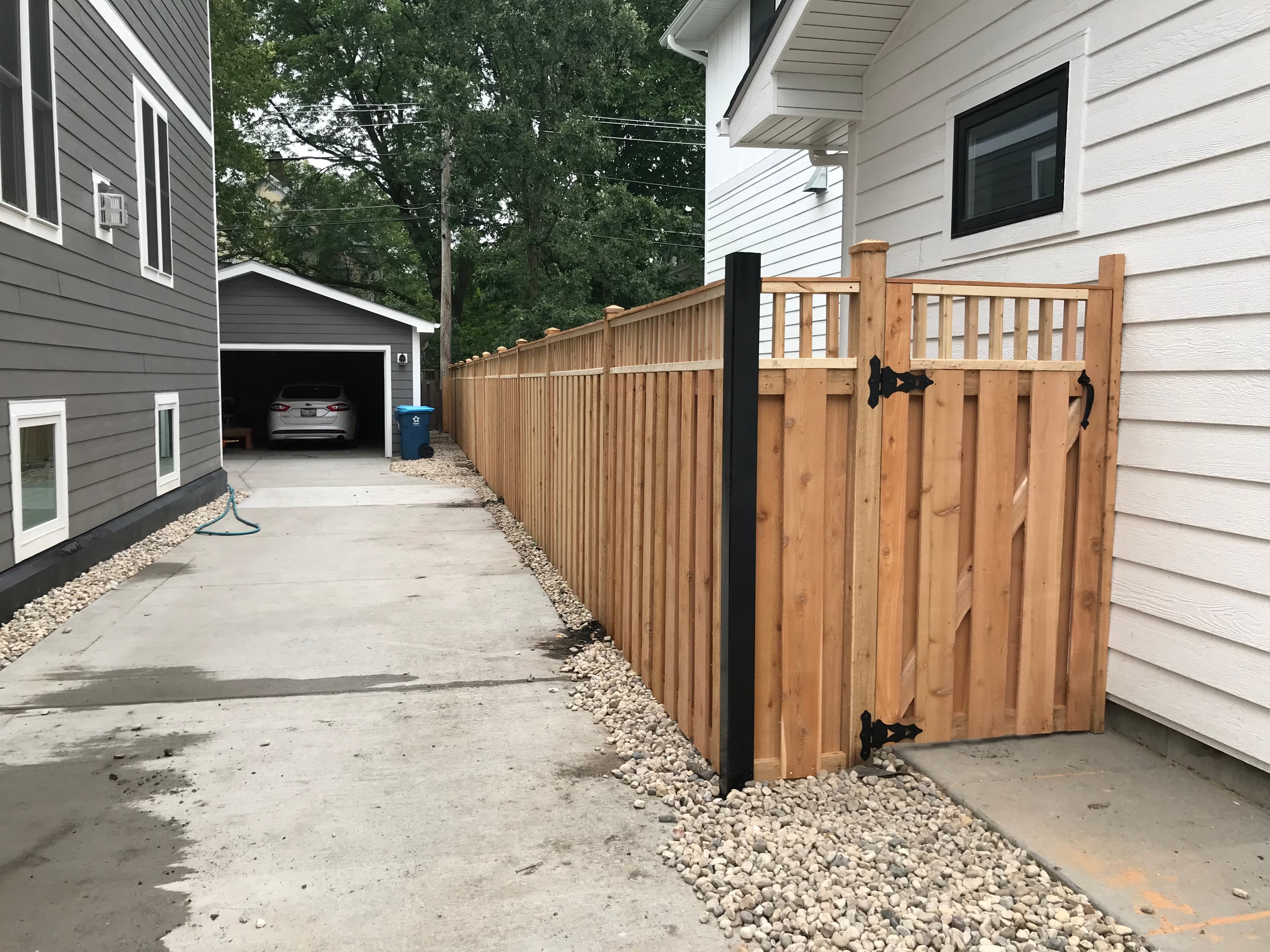 Custom wood fence construction