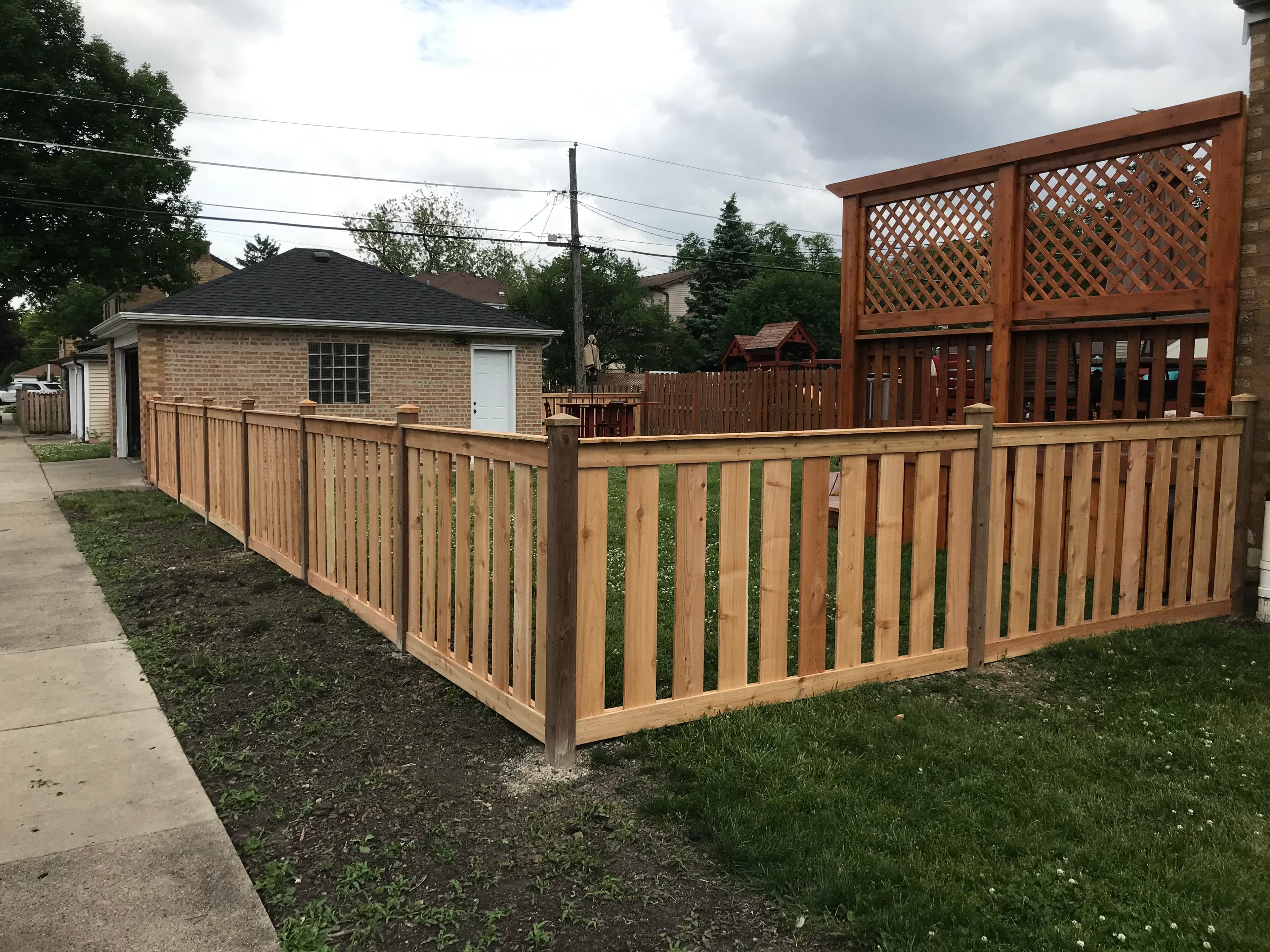 Suburban backyard wood fence